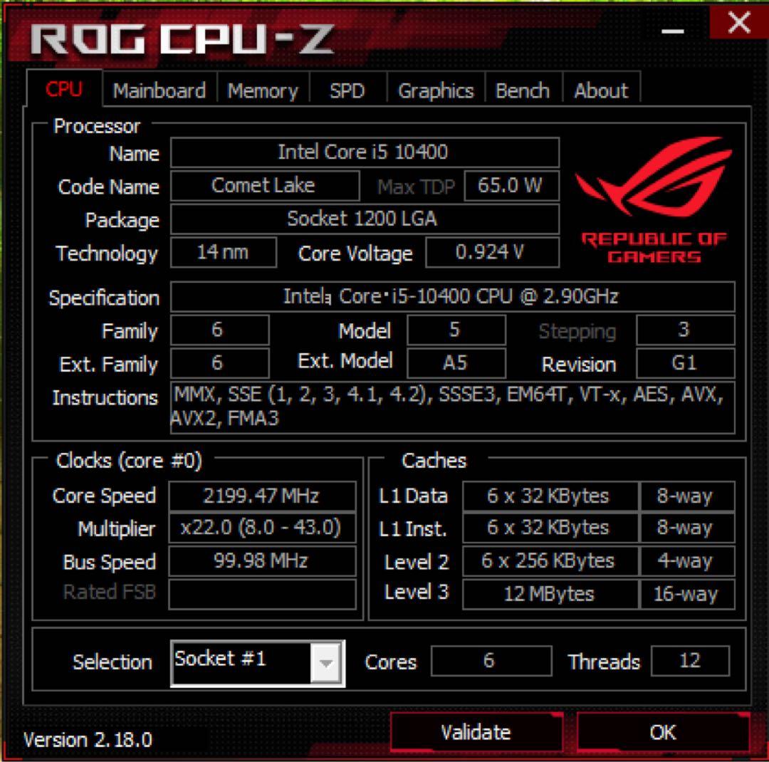 Intel Core i5-10400 CPU 美品