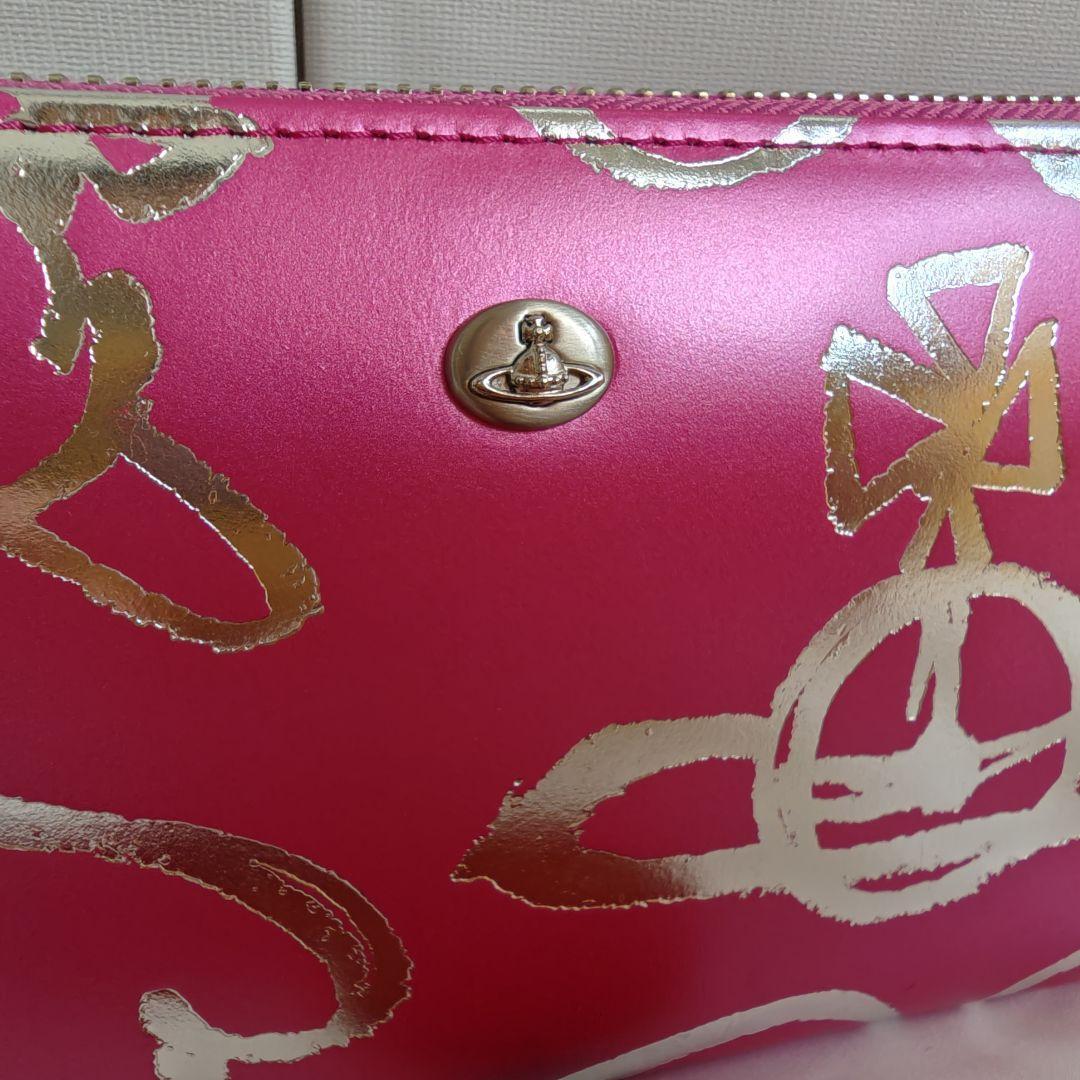 未使用級　ピンク　ヴィヴィアンウエストウッド　長財布　ラウンドジップ　ハート