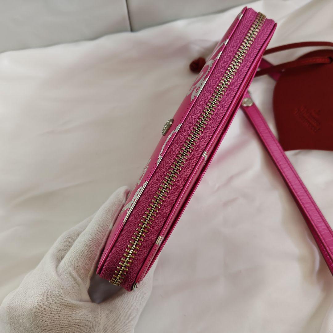 未使用級　ピンク　ヴィヴィアンウエストウッド　長財布　ラウンドジップ　ハート