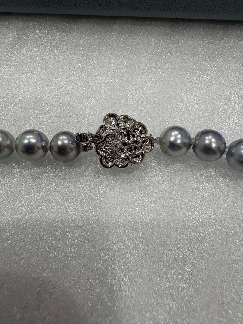 グレー真珠 ネックレス ピアス セット｜8〜8.5mm フォーマル ケース付き