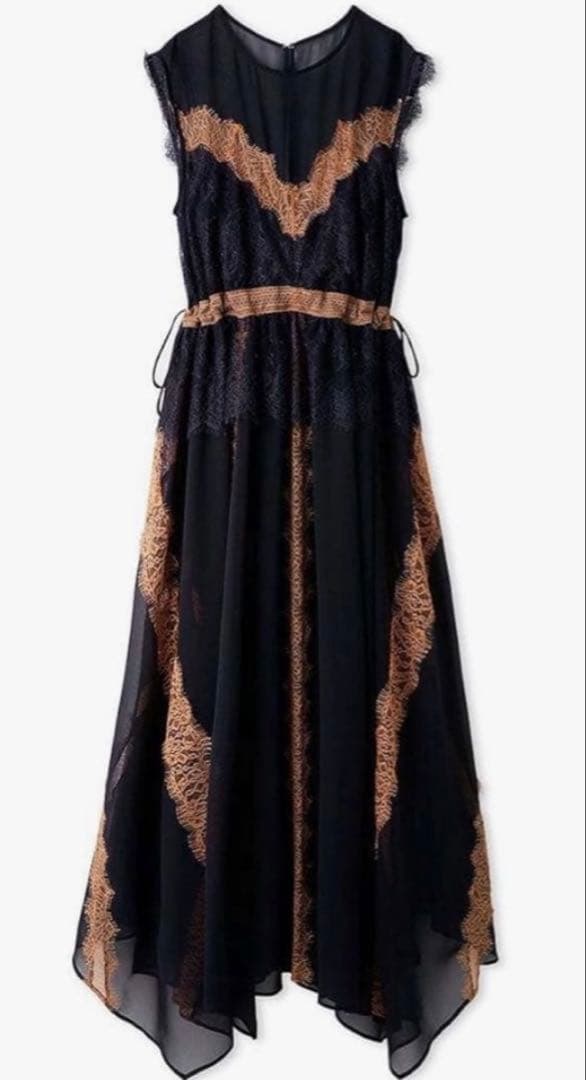 ほぼ新品FRAY I.D レーストリムフレアドレス