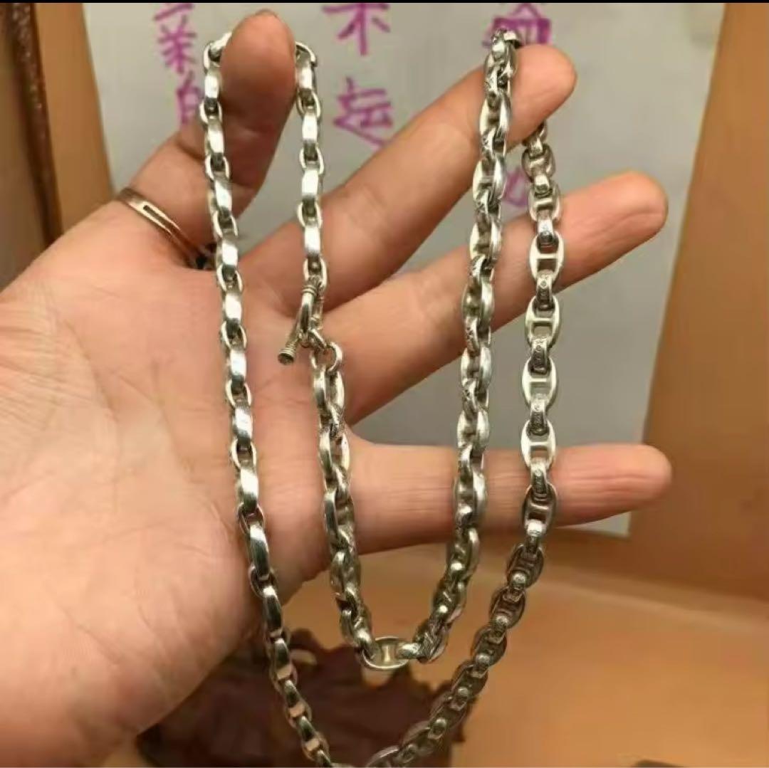 シルバー925 ヴィンテージ十字架刻印ネックレス　ウォレットチェーン代用可能