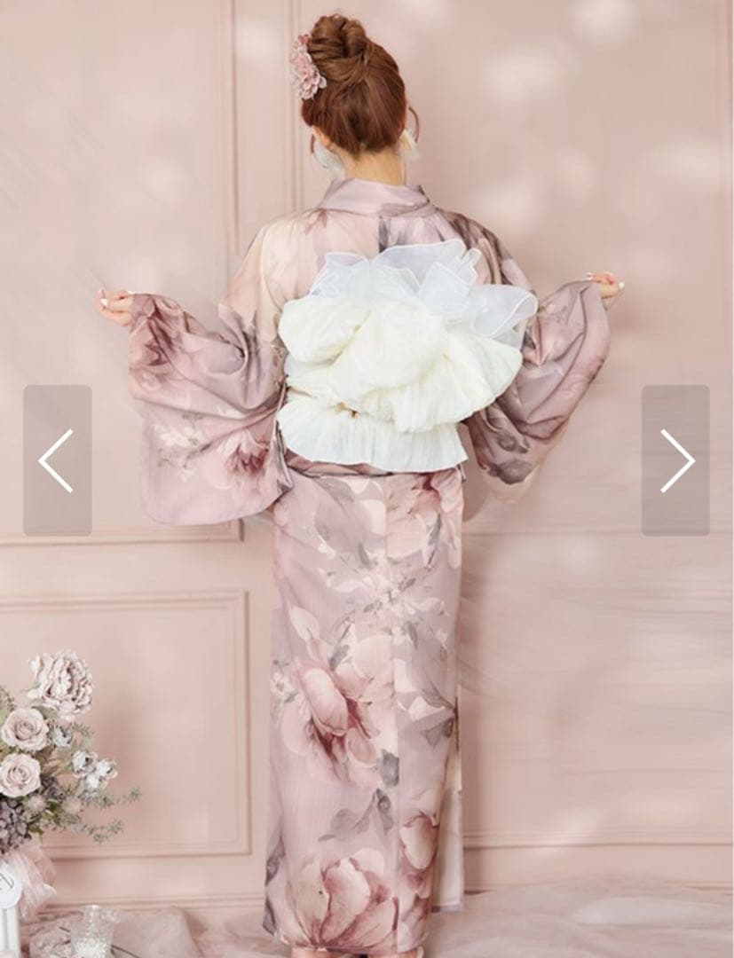 アンティークフラワーピンク浴衣【浴衣3点セット 浴衣/带/下駄】