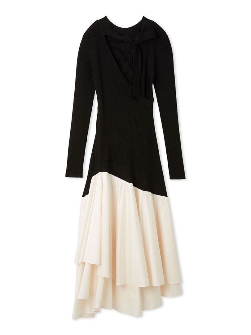 FRAY I.D カシュクールリブニットコンビワンピース