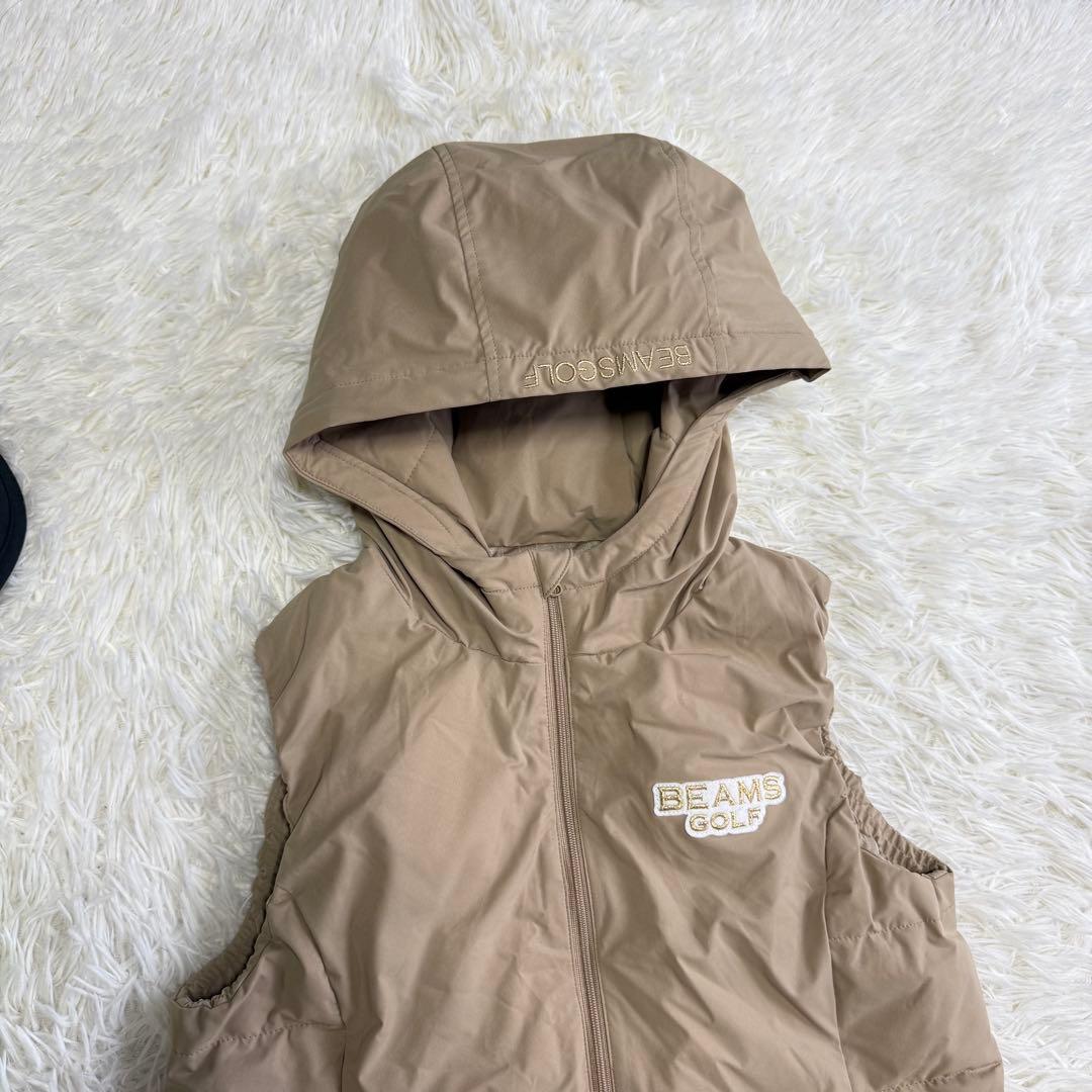 【ビームスゴルフ】美品 ダウンワンピース ロングベスト 中綿 ベージュ Mサイズ