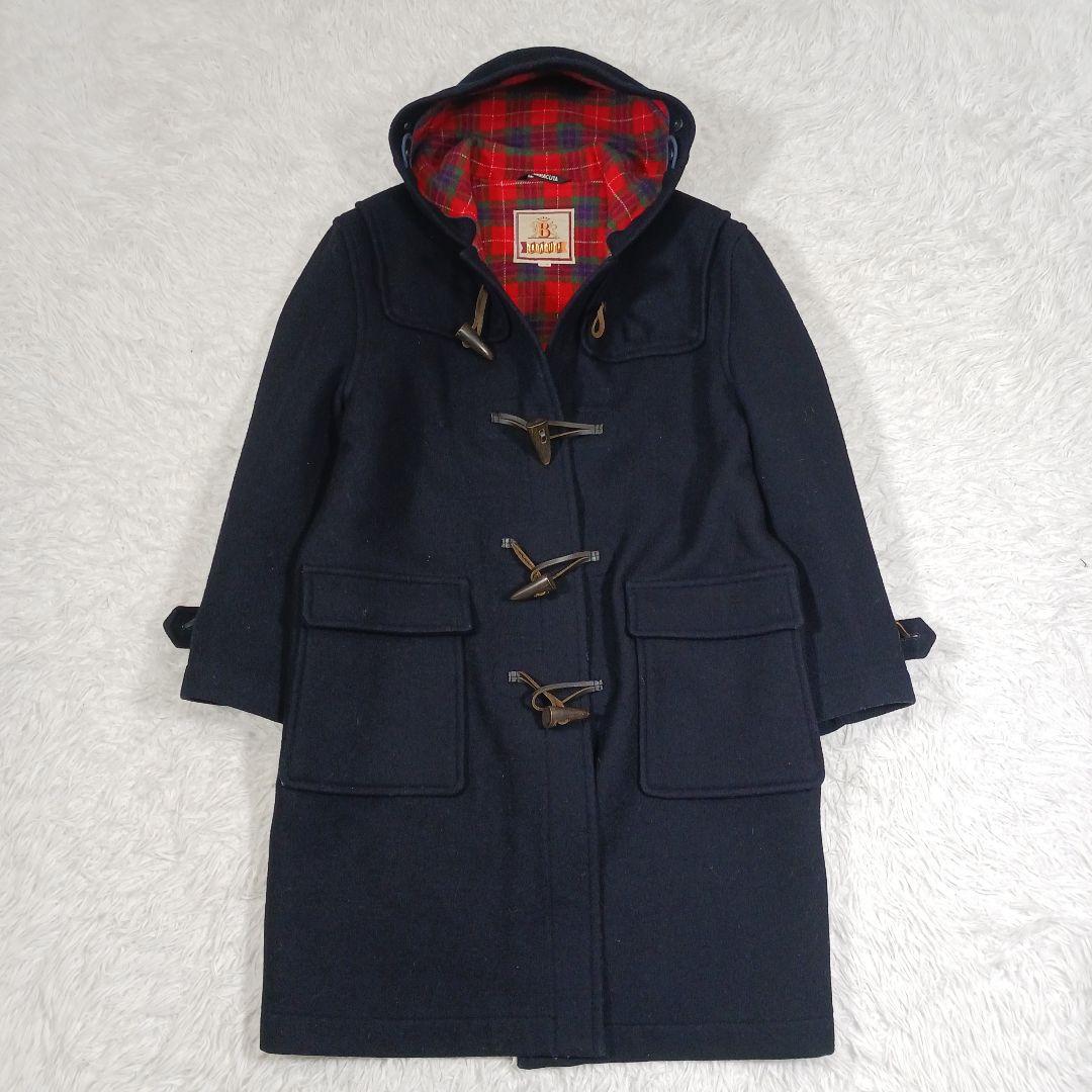 ✨美品✨バラクータ　ダッフルコート　水牛トルグ　チェック　ネイビー　38