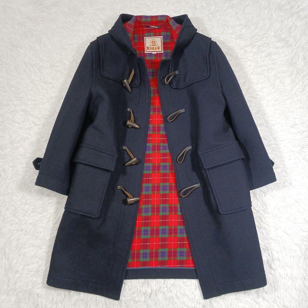 ✨美品✨バラクータ　ダッフルコート　水牛トルグ　チェック　ネイビー　38