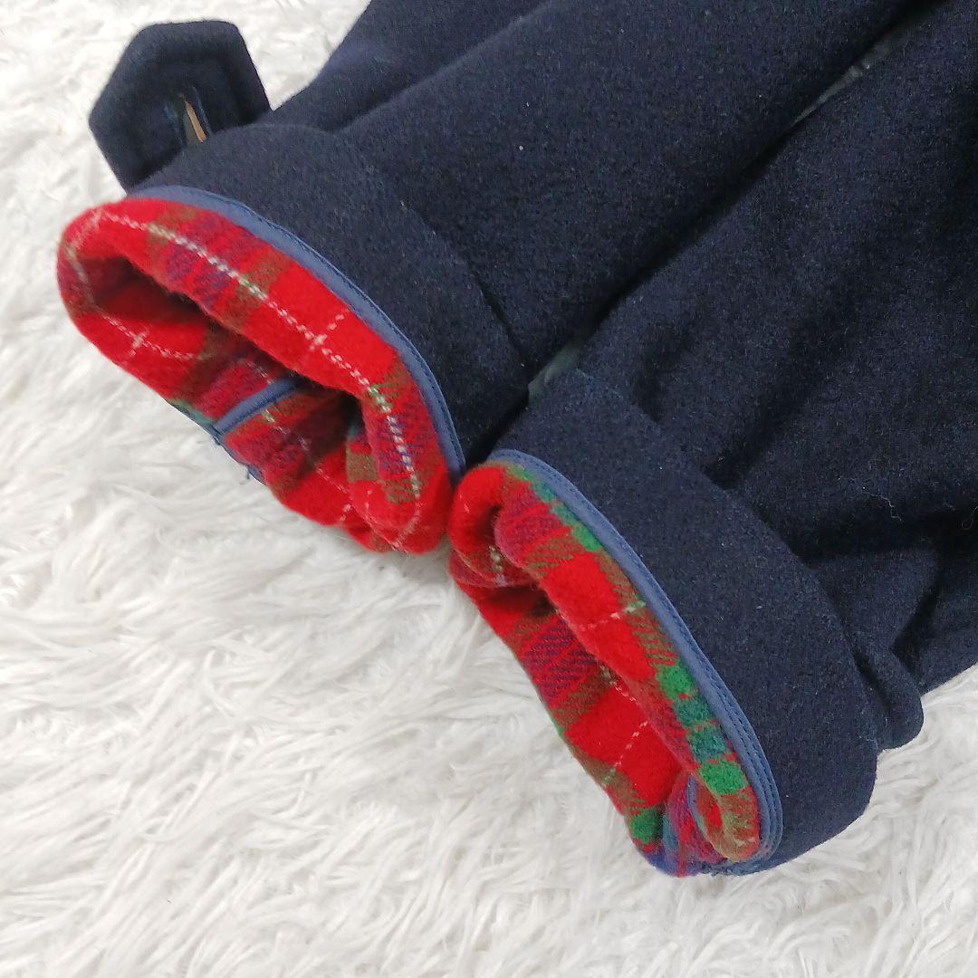 ✨美品✨バラクータ　ダッフルコート　水牛トルグ　チェック　ネイビー　38