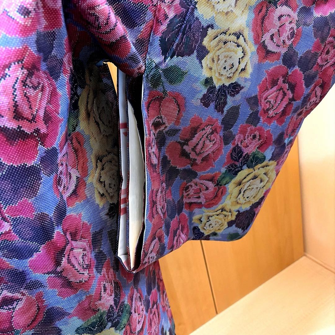 メ*メ様 正絹大島紬ばらの花柄アンサンブルーアンティーク