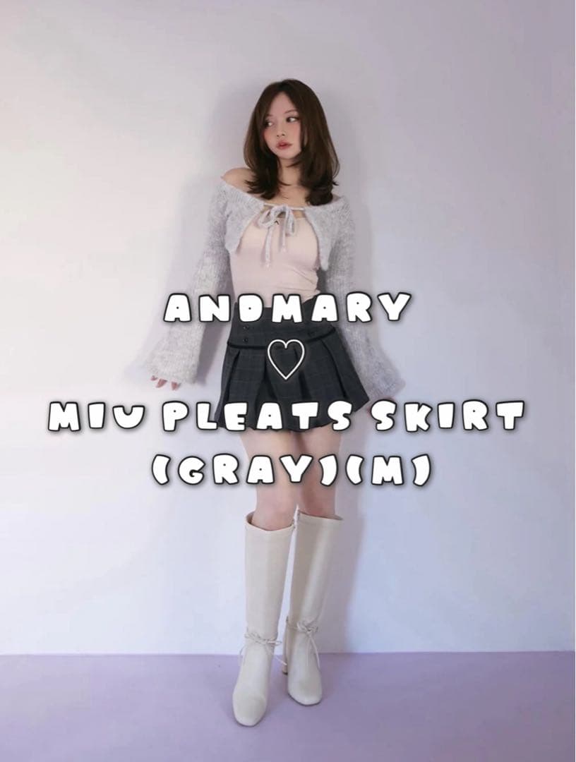 スカート ANDMARY Miu pleats skirt gray M