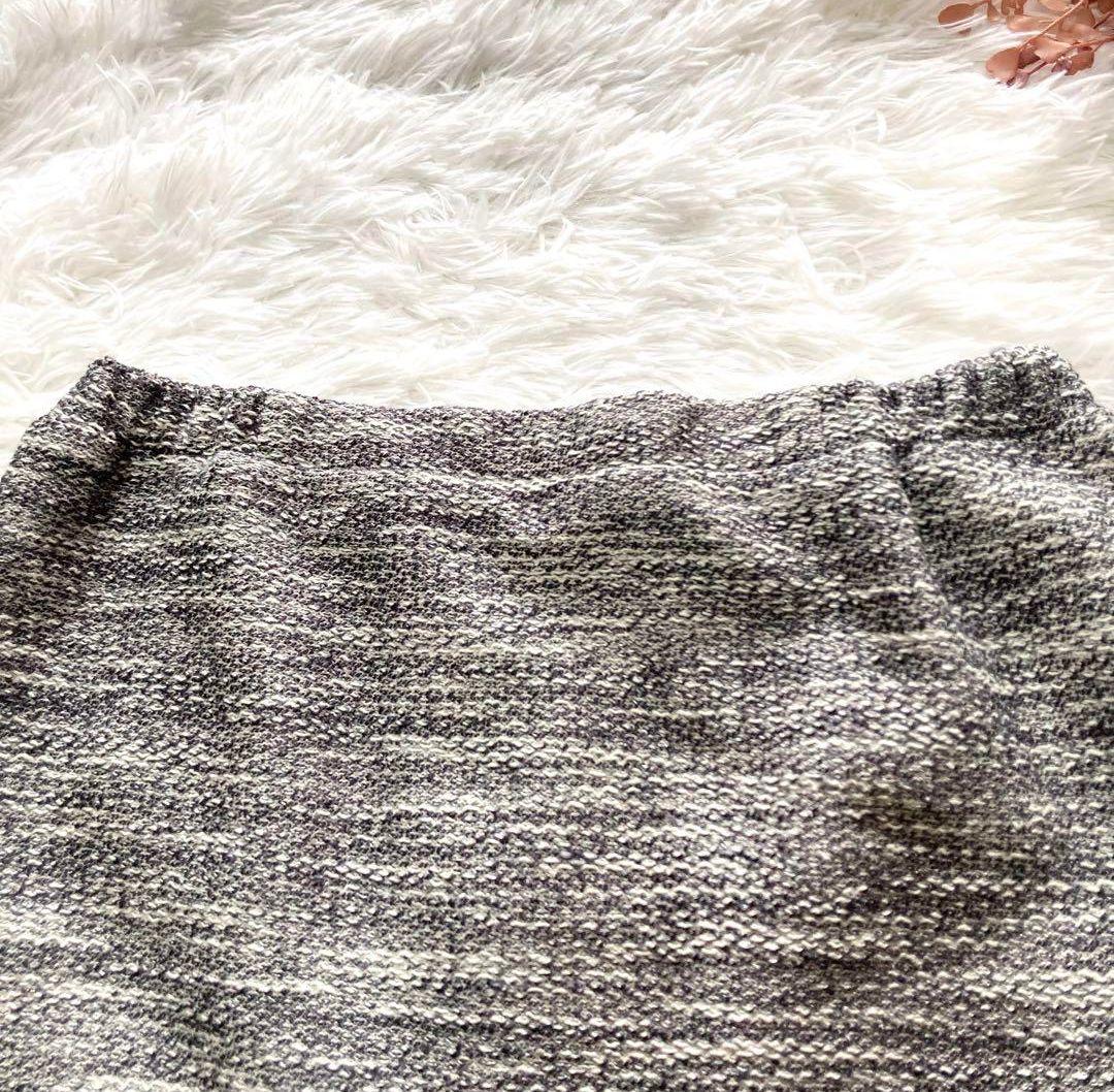 【SHIPS】ツイード調 スーツ セットアップ スカート ノーカラー 裏地付き