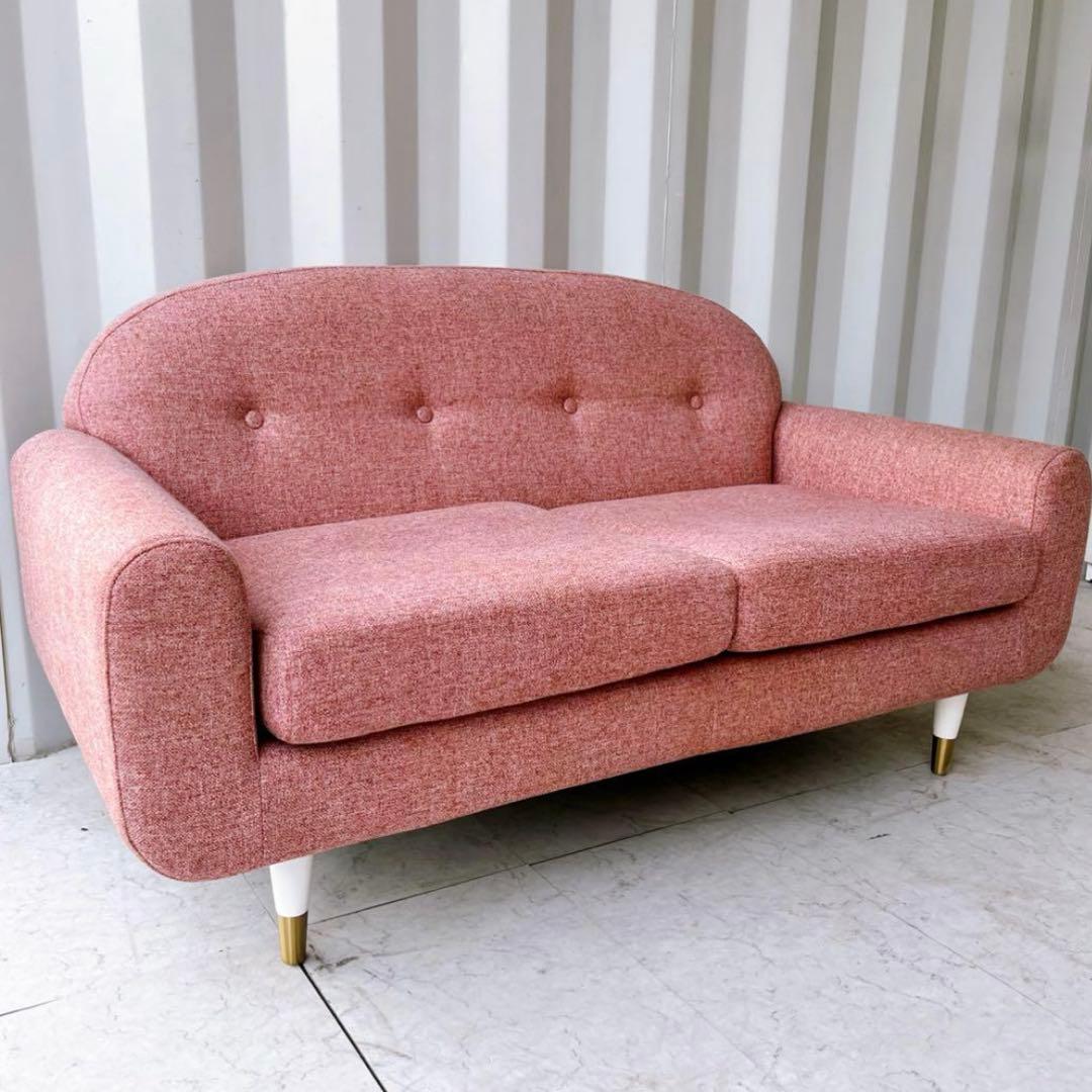 取付無料！フランフラン アマート 姫系ピンクファブリックソファ✨