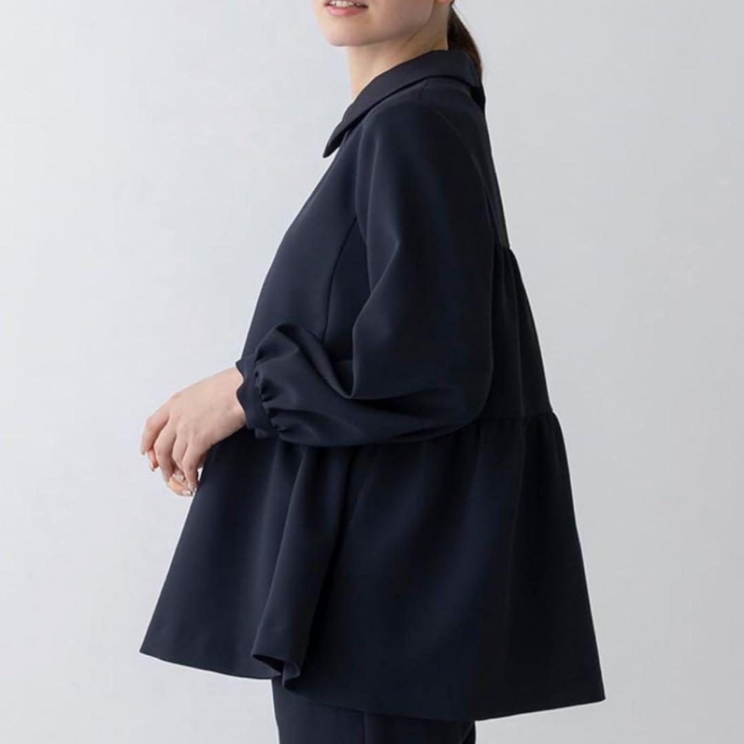 極美品　SONO ティアードフレアチュニックプルオーバー　ネイビー