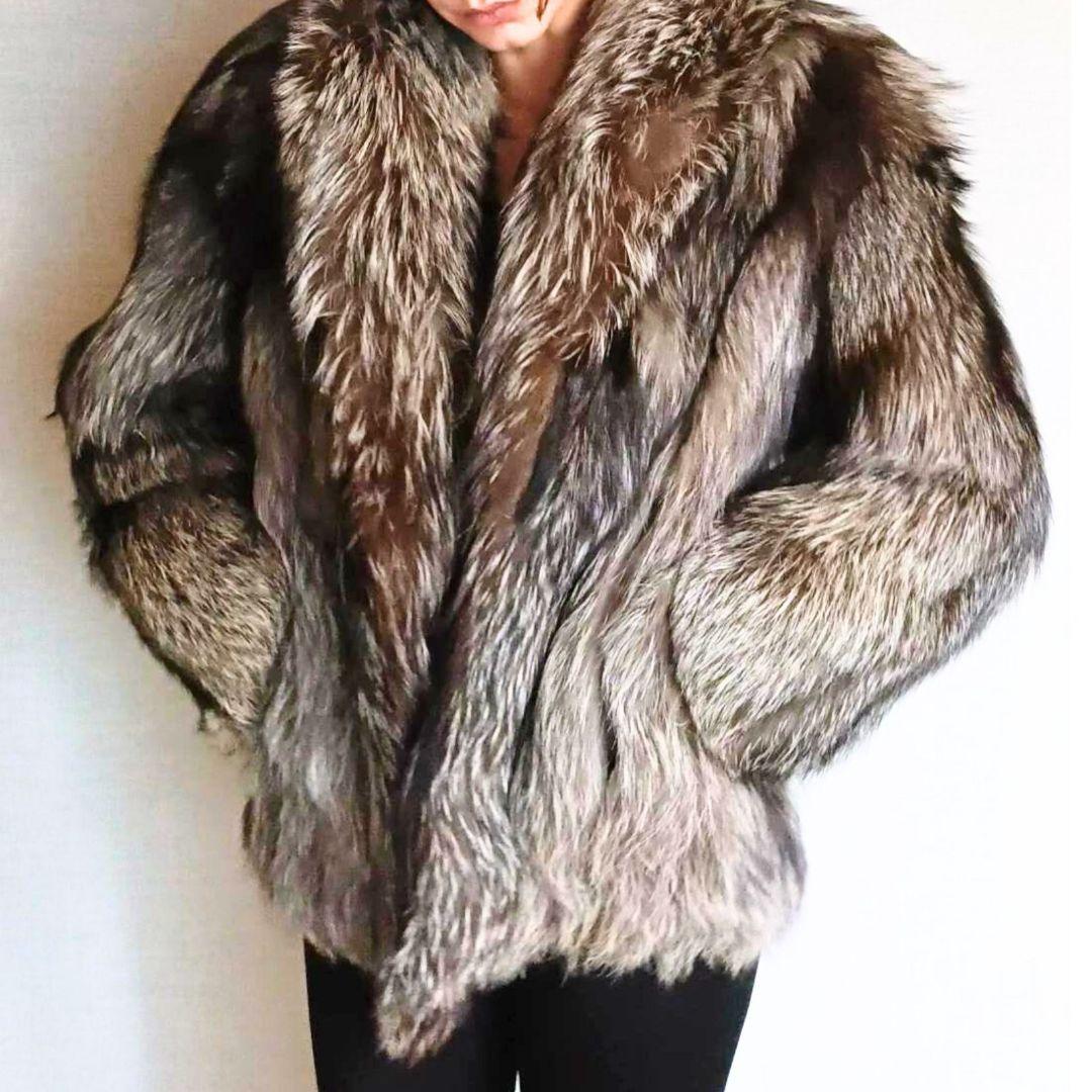 グレー系ファーコート ショート丈