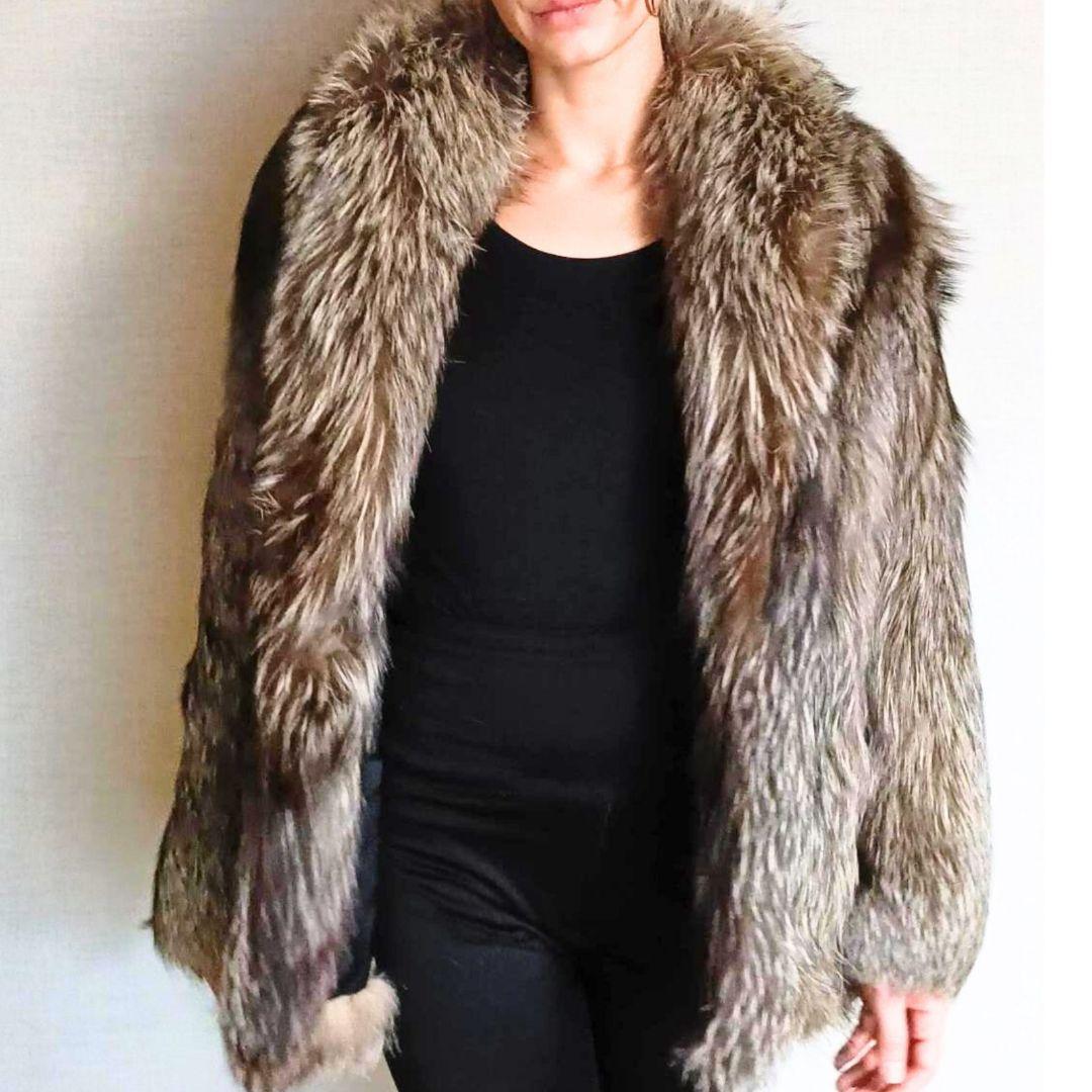 グレー系ファーコート ショート丈