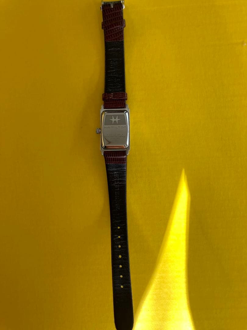 ハミルトン　ブラウンレザー 長方形ケース 時計