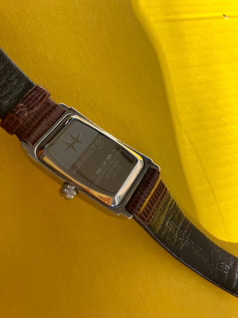 ハミルトン　ブラウンレザー 長方形ケース 時計