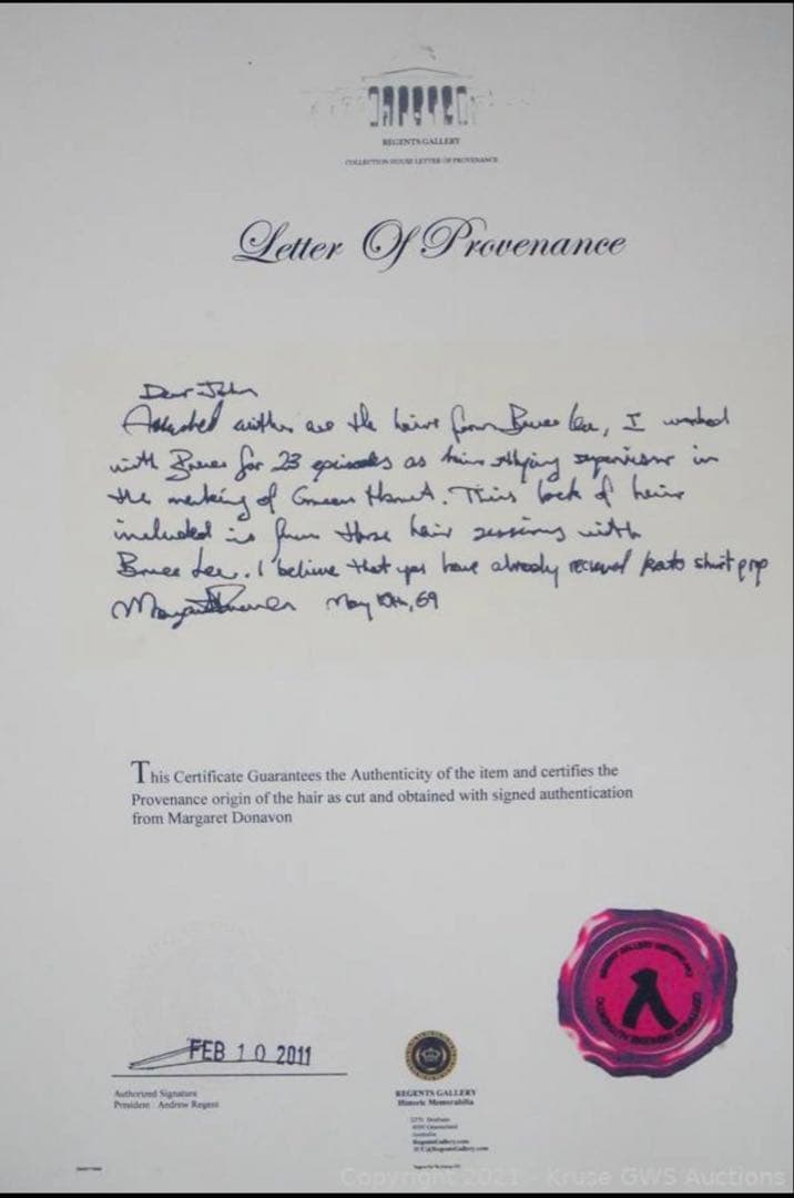 ■遺品/本物■髪の毛■ブルース・リー■Bruce Lee Authentic