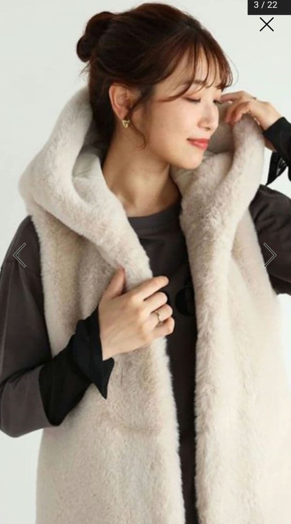 Vin　スコットクラブ　フーデット　ファー　ベスト　アイボリー　新品 ヤマダヤ