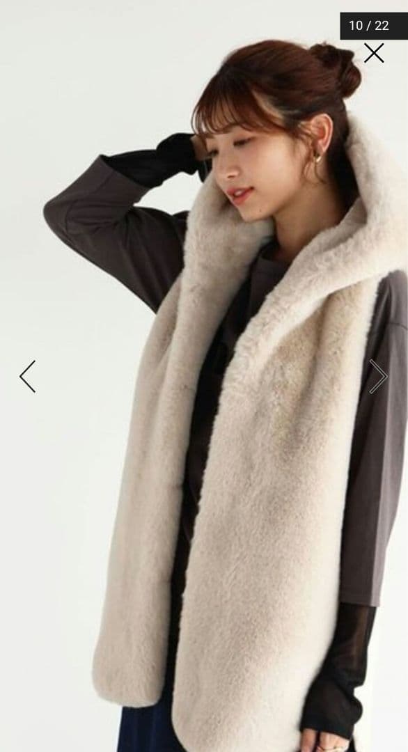 Vin　スコットクラブ　フーデット　ファー　ベスト　アイボリー　新品 ヤマダヤ