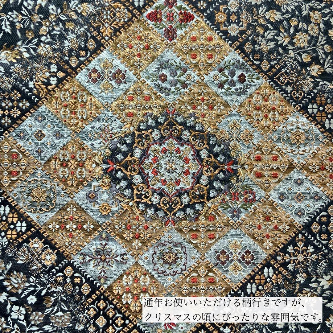 きらめく菱花文の帯　リメイク　バンブーハンドルバッグ　浅型マチ広め