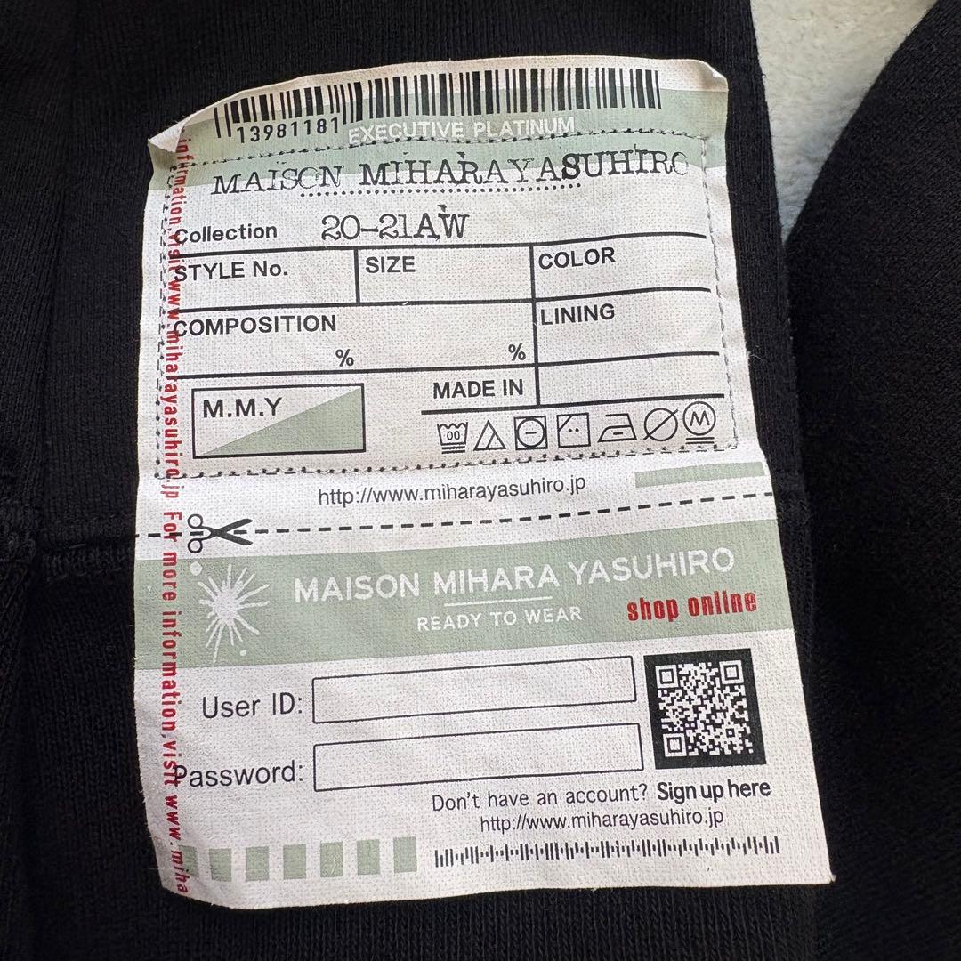 【美品✨】ミハラヤスヒロ ウエストタックフーディー パーカー ジップ 黒