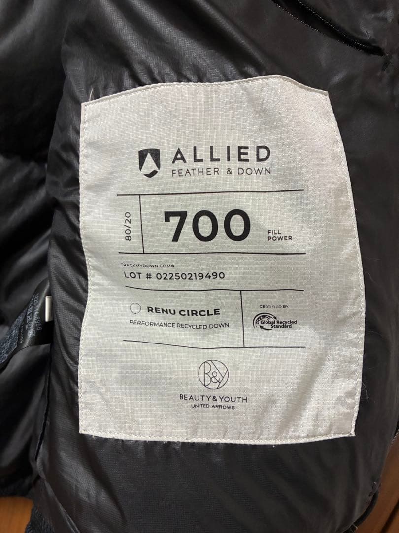 BEAUTY&YOUTH 小松マテーレ ダウンジャケットダウンジャケット 黒