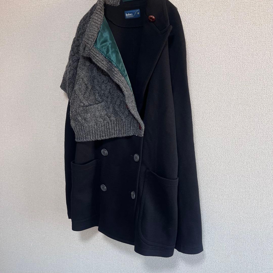 medama　　異素材　ドッキング　ニット　ジャケット　ユニセックス