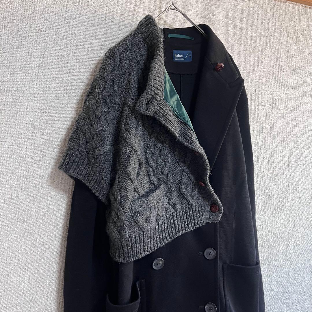 medama　　異素材　ドッキング　ニット　ジャケット　ユニセックス