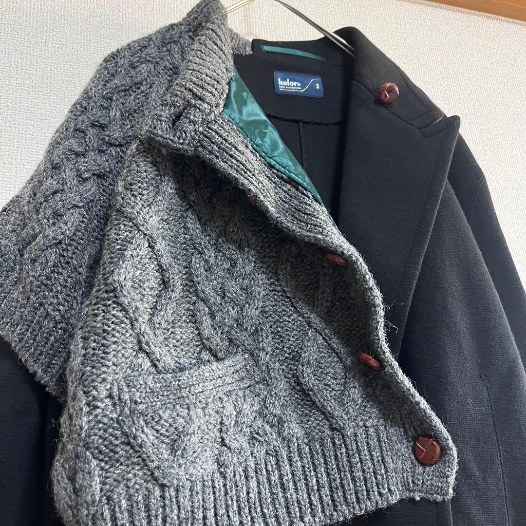 medama　　異素材　ドッキング　ニット　ジャケット　ユニセックス