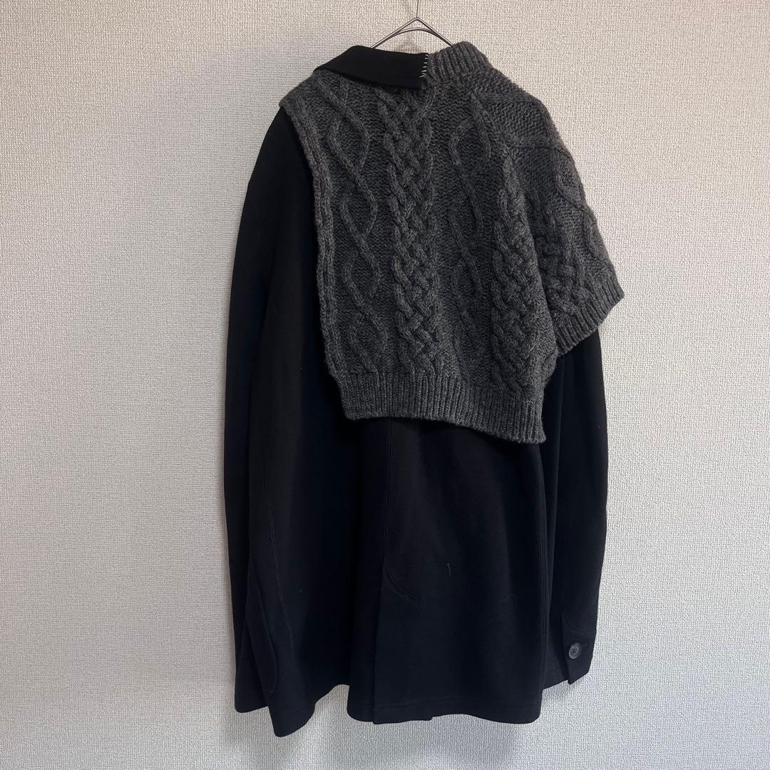 medama　　異素材　ドッキング　ニット　ジャケット　ユニセックス