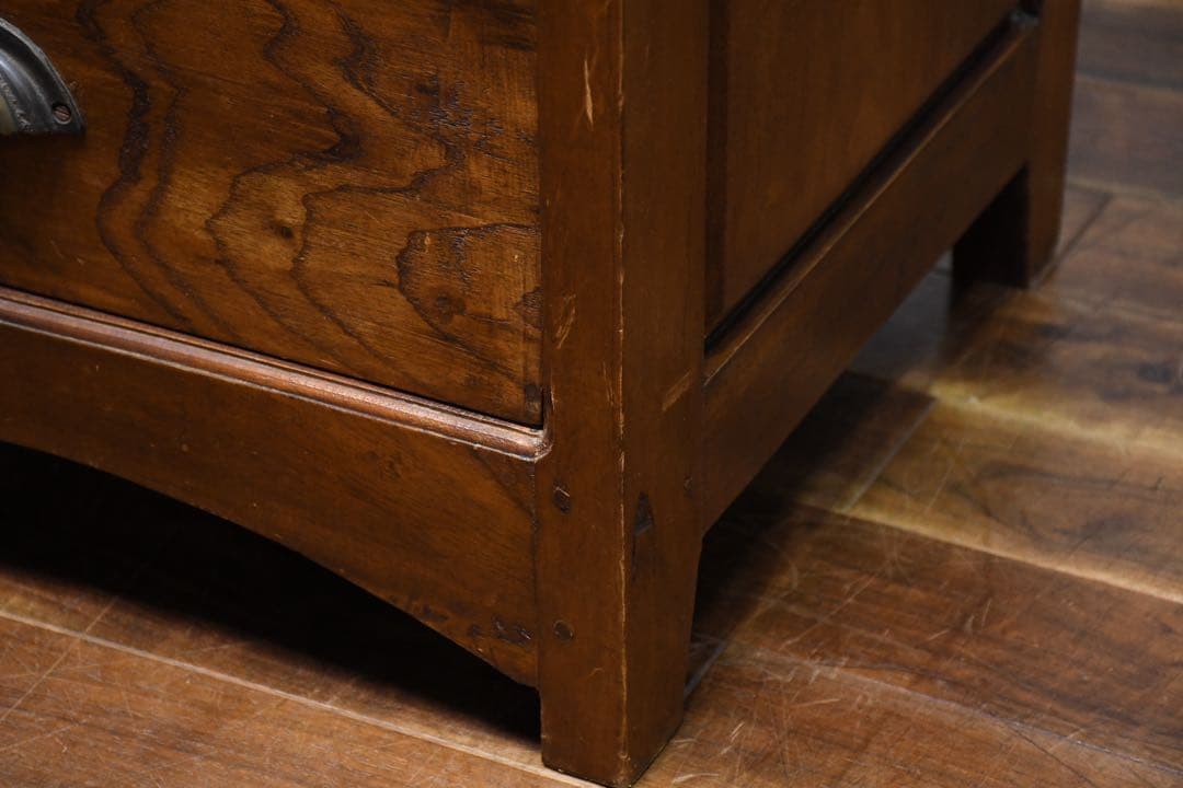 EEK59 アジアンアンティーク調 2段 サイドチェスト シーシャムウッド無垢材