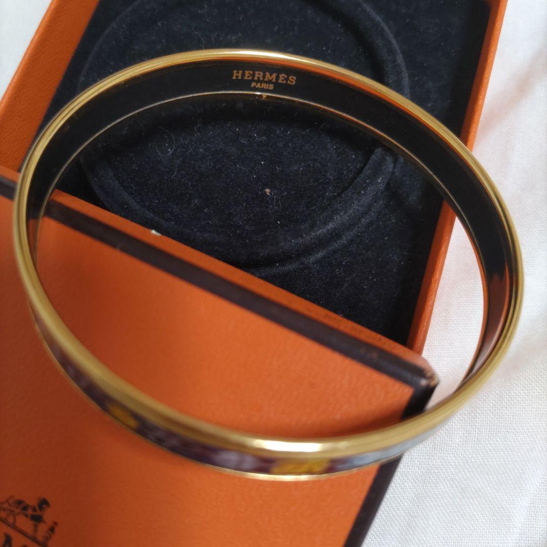 HERMES　チェーン柄 エマイユPMバングル（青系）