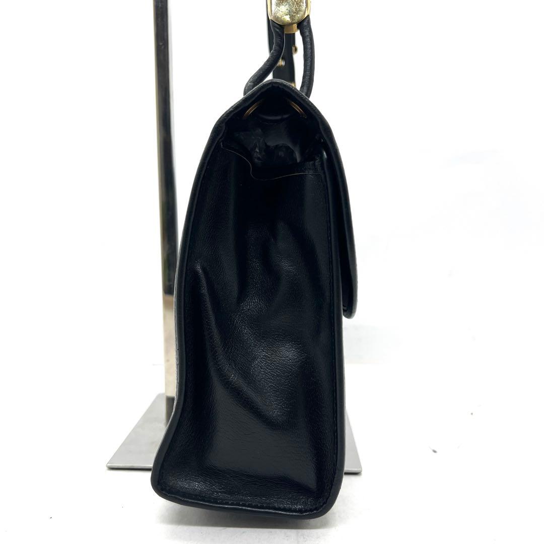 【美品】ディオール ハンドバッグ ゴールド金具 シボレザー ブラック