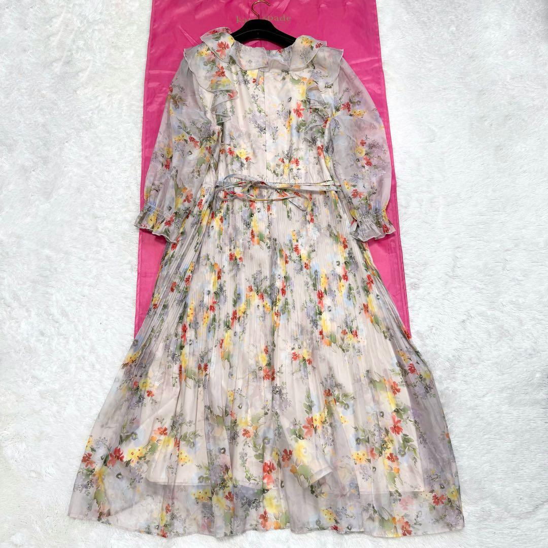 【極美品✨】ローズティアラ　フリルフラワープリーツワンピース　46