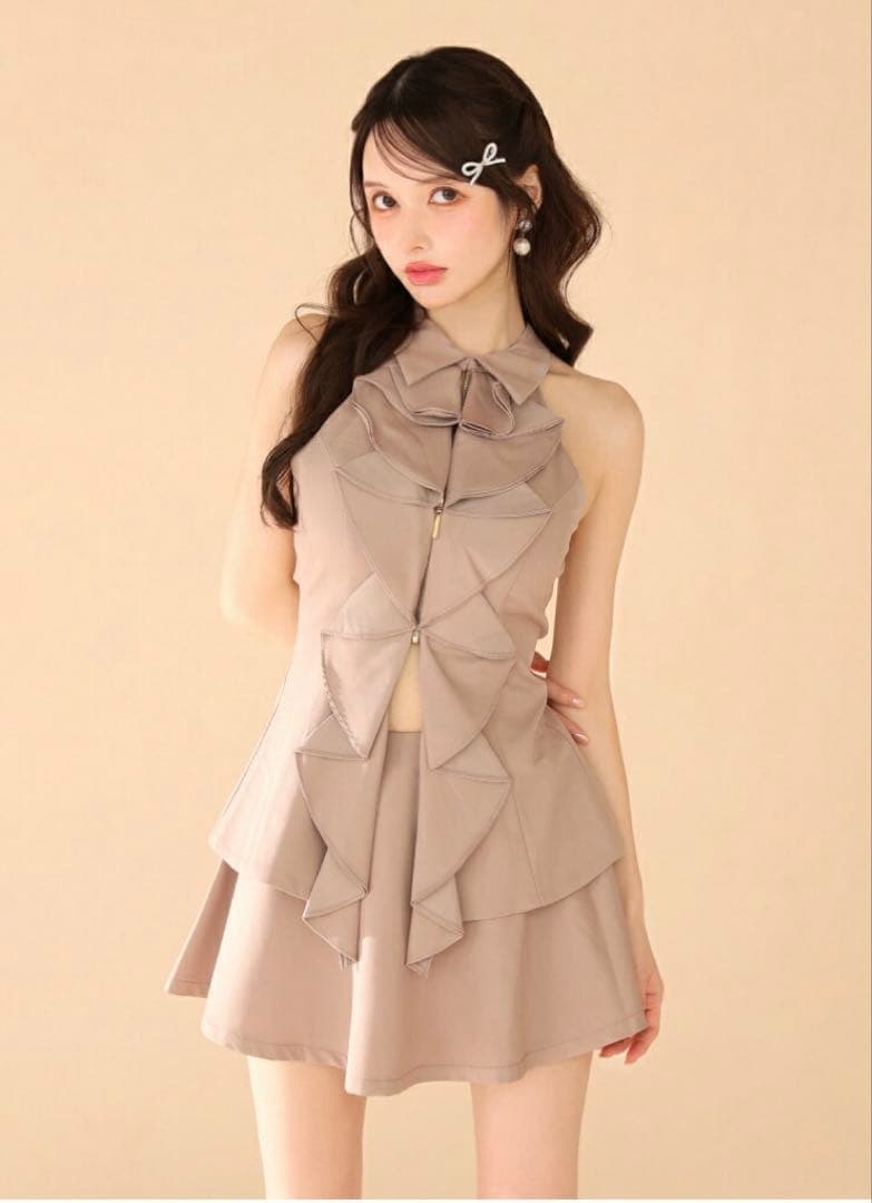 ROBE de FLEURS ドレス ラッフル ホルターネック セットアップ