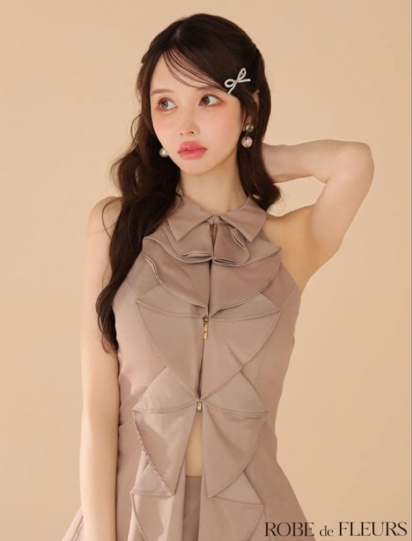ROBE de FLEURS ドレス ラッフル ホルターネック セットアップ