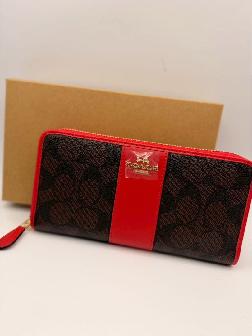 coach 長財布　ブラウンレッド
