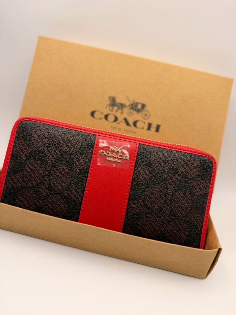 coach 長財布　ブラウンレッド