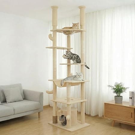 Footstep　キャットタワー/猫タワー　ベージュ　据え置きタイプ　大型猫対応