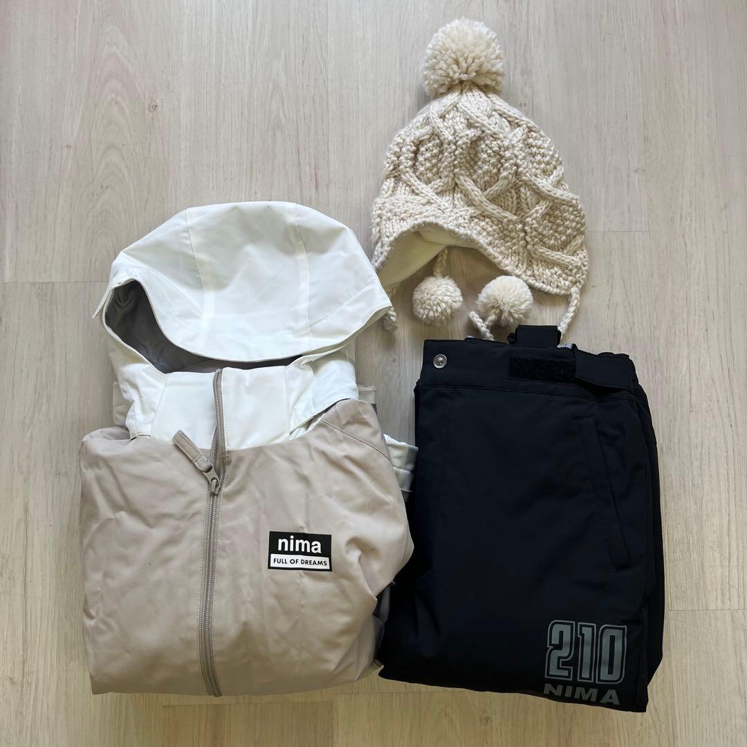 【中古】nima スノーウエア上下　１６０　ニット帽のおまけ付き