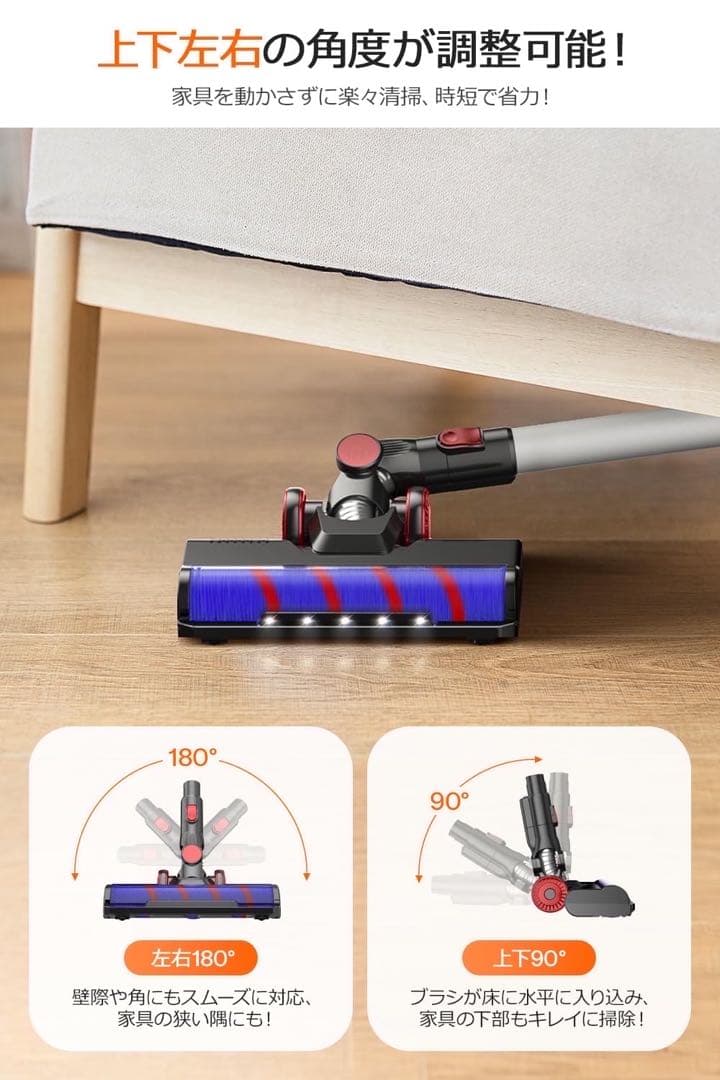 掃除機 コードレス スティッククリーナー【45000pa強力吸引】サイクロン