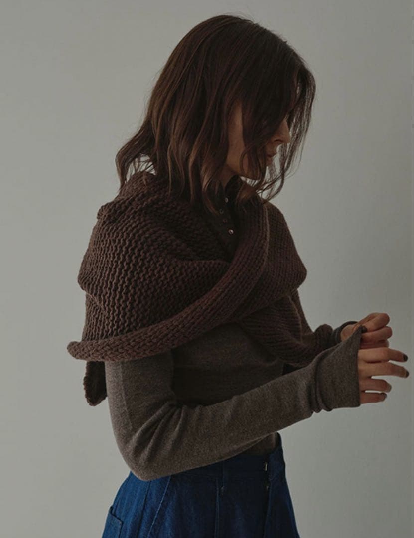 Etretokyo バルキーヤーンハンドニットスヌード ブラウン