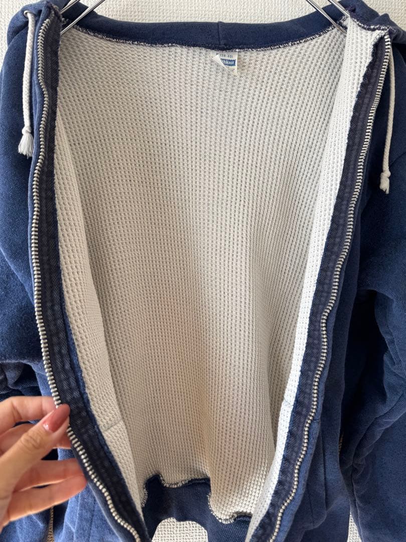 70s Healthknit アルミジップ ダブルフェイス パーカー ナス紺