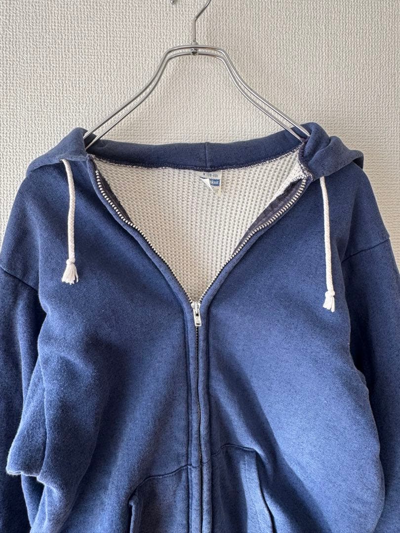 70s Healthknit アルミジップ ダブルフェイス パーカー ナス紺