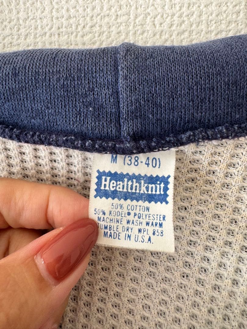 70s Healthknit アルミジップ ダブルフェイス パーカー ナス紺