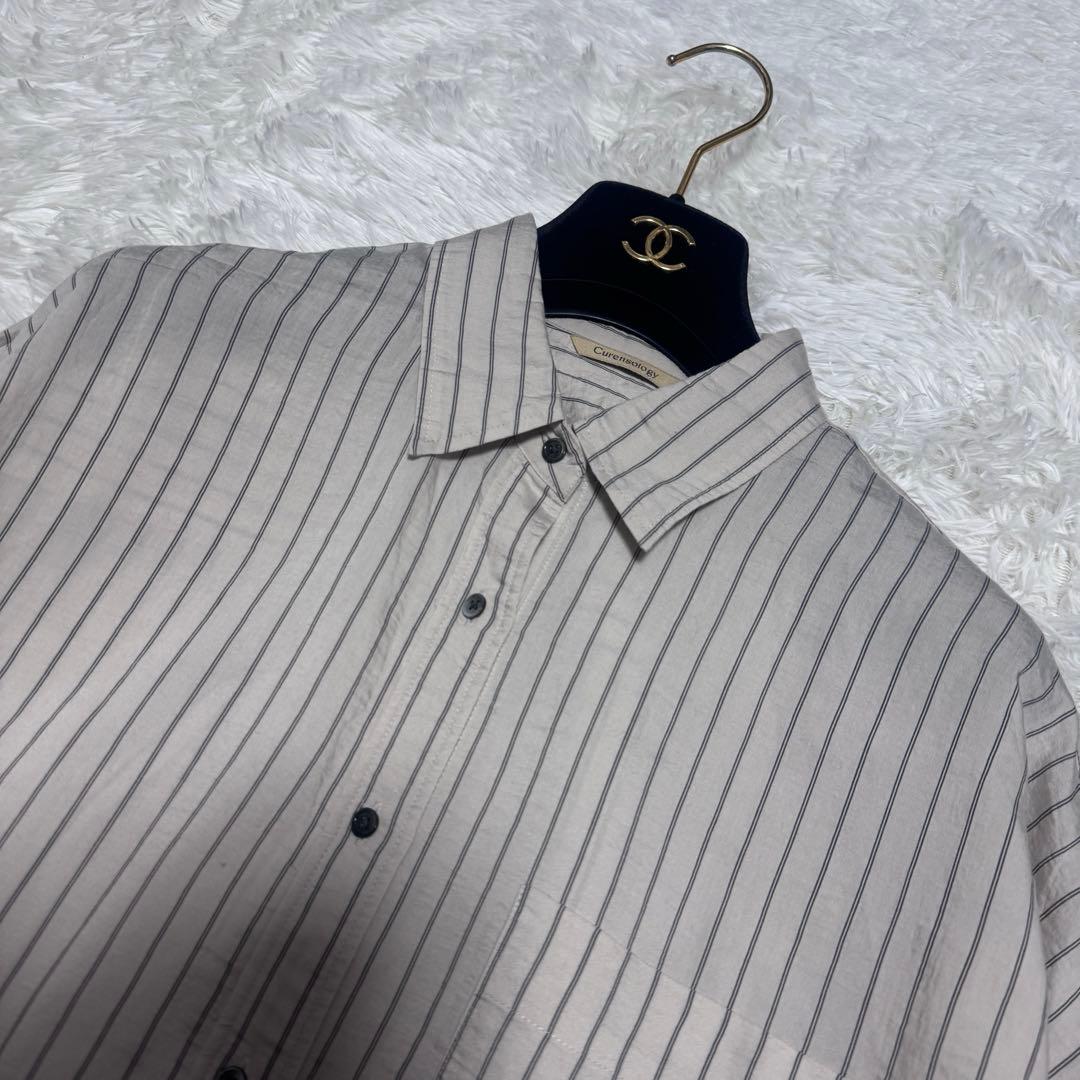 25年 美品 Curensology ワッシャーストライプシャツ 定価2.9