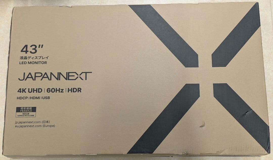 JAPANNEXT 43インチ 4K UHD モニター未使用JN-V43UHDR