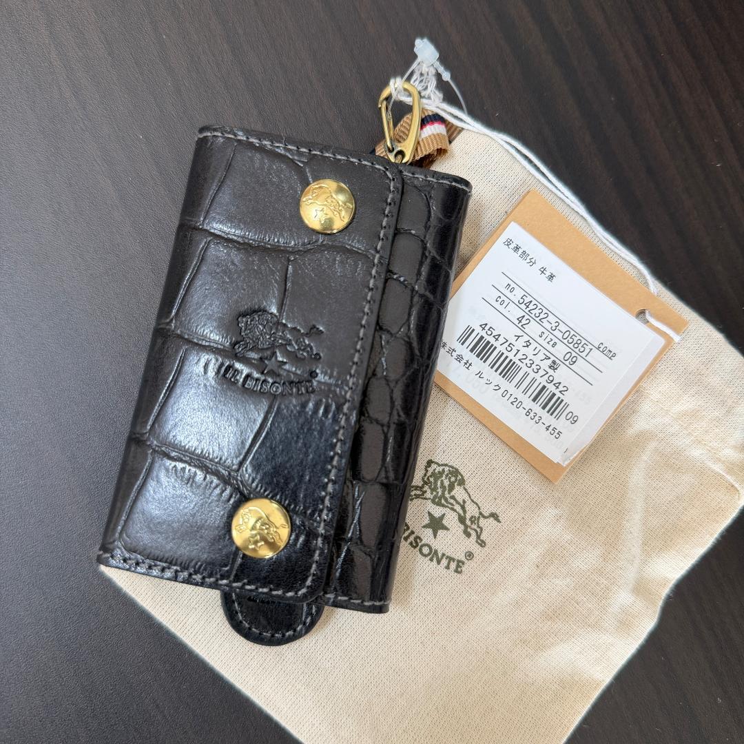 【新品未使用】イルビゾンテ キーケース ダークグレー クロコ柄