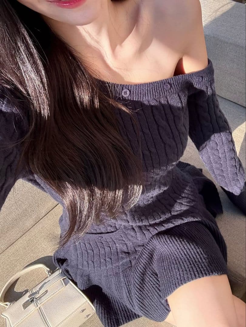 完売 YILON ♡ One shoulder cable knit op